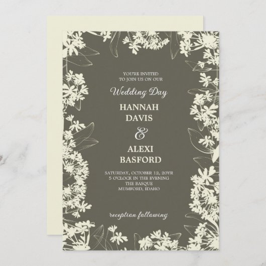 エレガントフローラエッ結婚ジ 招待状 (正面/裏面)