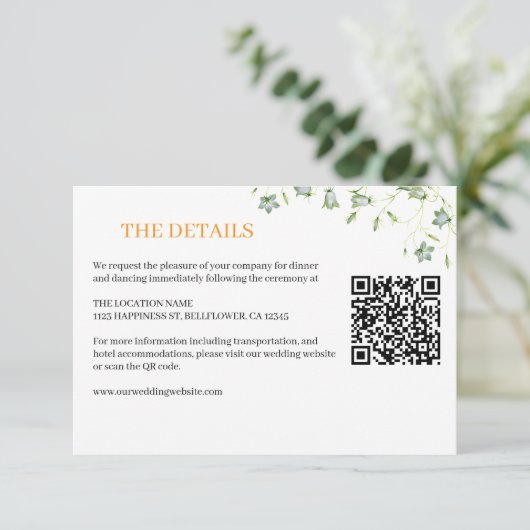 エレガントフローラオリーブ結婚グリーン詳細 エンクロージャーカード (スタンド正面)