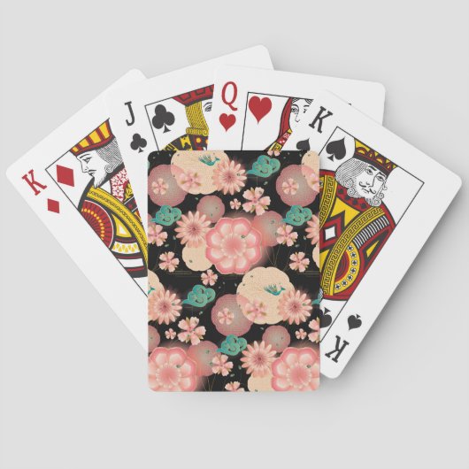 エレガントフローラオーナメント春ピーチガーデンボホ トランプ (裏面)