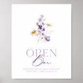エレガントフローラオープンバー標識 ポスター (正面)