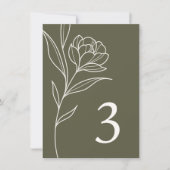 エレガントフローラオ結婚リーブのテーブル番号カード 招待状 (正面)
