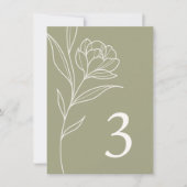 エレガントフローラオ結婚リーブのテーブル番号カード 招待状 (正面)