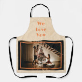 エレガントフローラカスタムファミリーフォト文字オレンジ エプロン (正面)