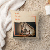 エレガントフローラカスタムファミリーフォト文字オレンジ クッション (ブランケット)