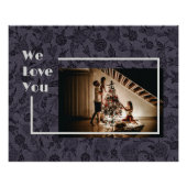 エレガントフローラカスタムファミリーフォト文字グレー ポスター (正面)