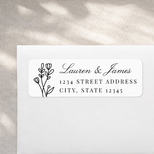 エレガントフローラカップル名結婚の差出人住所 ラベル