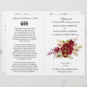 エレガントフローラカトリックのラテン結婚式 プログラム (正面/裏面)