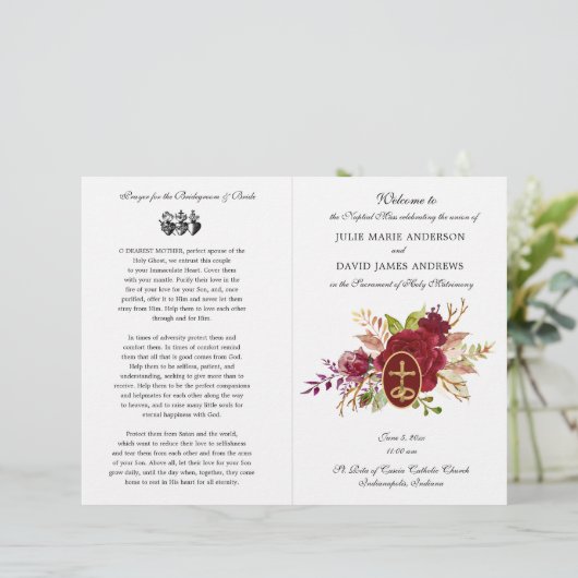 エレガントフローラカトリックのラテン結婚式 プログラム (スタンド正面)