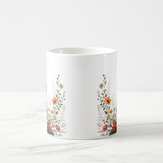 エレガントフローラカトリックヴァージンメアリー祈りの言葉 コーヒーマグカップ (中央)