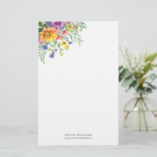 エレガントフローラカラフルモノグラム文具紙 便箋 (スタンド正面)