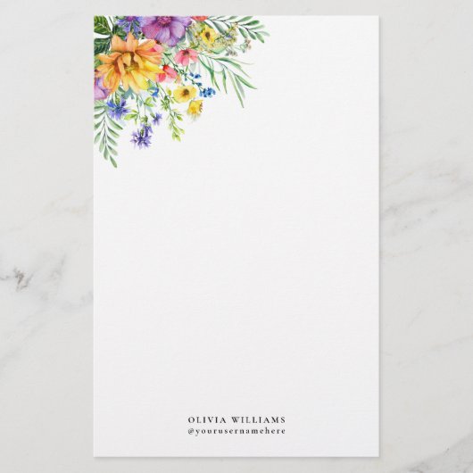 エレガントフローラカラフルモノグラム文具紙 便箋 (正面)