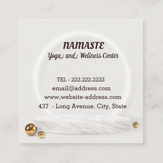 エレガントフローラカラフルヨガの健康瞑想 スクエア名刺 (裏面)