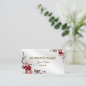エレガントフローラカラフルレッドフローラシルバーモダン 名刺 (スタンド正面)
