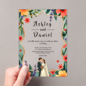 エレガントフローラガーデンサマー結婚ズ アクリル招待状 (インサイチュ (ポータブル))