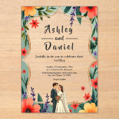 エレガントフローラガーデンサマー結婚ズ アクリル招待状 (正面)