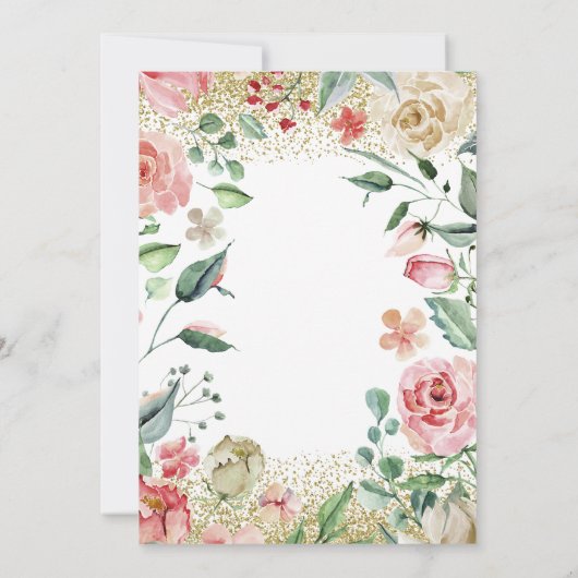 エレガントフローラガーデンティーパーティー赤ちゃんシャワー 招待状 (裏面)