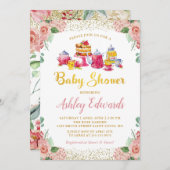 エレガントフローラガーデンティーパーティー赤ちゃんシャワー 招待状 (正面/裏面)