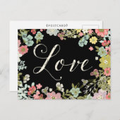 エレガントフローラガーデンビューティフルラブスクリプトアート ポストカード (正面/裏面)