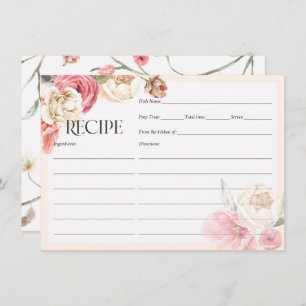 エレガントフローラガーデンブライダルシャワーレシピカード