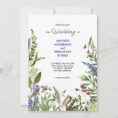 エレガントフローラガーデンワイルドフラワー結婚ズ 招待状 (正面)
