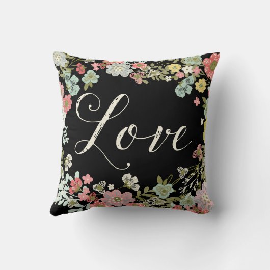 エレガントフローラガーデン美しいラブスクリプト クッション (裏面)