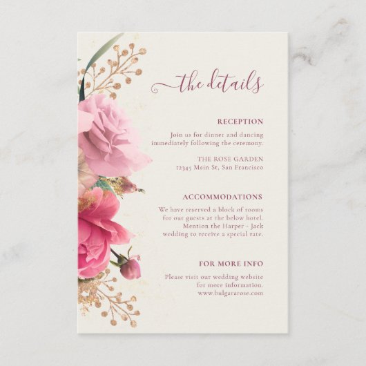 エレガントフローラガーデン金ゴールド結婚のエンクロージャカード エンクロージャーカード (正面)