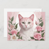 エレガントフローラキャッ鮮やかトとバラ ポストカード (正面/裏面)