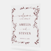 エレガントフローラクラシックリーフ結婚の アクリルサイン (傾斜)