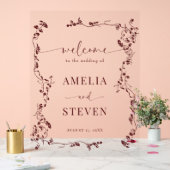 エレガントフローラクラシックリーフ結婚の アクリルサイン (ウェディング)