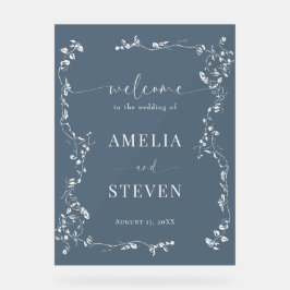 エレガントフローラクラシックリーフ結婚の アクリルサイン