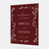 エレガントフローラクラシックリーフ結婚の アクリルサイン (傾斜)