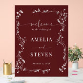 エレガントフローラクラシックリーフ結婚の アクリルサイン (ウェディング)