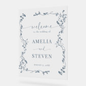 エレガントフローラクラシックリーフ結婚の アクリルサイン (傾斜)