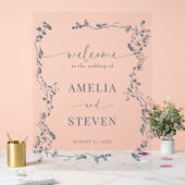 エレガントフローラクラシックリーフ結婚の アクリルサイン (ウェディング)