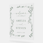 エレガントフローラクラシックリーフ結婚の アクリルサイン (傾斜)