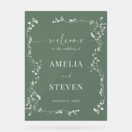 エレガントフローラクラシックリーフ結婚の アクリルサイン