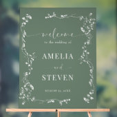 エレガントフローラクラシックリーフ結婚の アクリルサイン (ニュートラル)