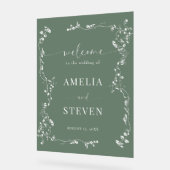 エレガントフローラクラシックリーフ結婚の アクリルサイン (傾斜)