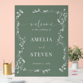 エレガントフローラクラシックリーフ結婚の アクリルサイン (ウェディング)