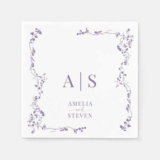 エレガントフローラクラシックリーフ結婚の スタンダードカクテルナプキン (正面)