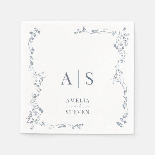 エレガントフローラクラシックリーフ結婚の スタンダードカクテルナプキン (正面)