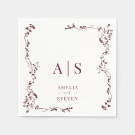 エレガントフローラクラシックリーフ結婚の スタンダードカクテルナプキン