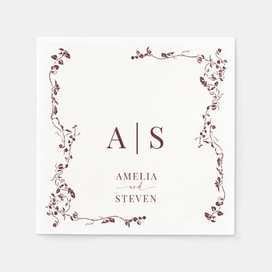 エレガントフローラクラシックリーフ結婚の スタンダードカクテルナプキン (正面)