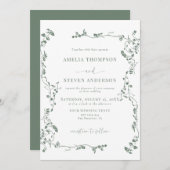 エレガントフローラクラシックリーフ結婚の 招待状 (正面/裏面)