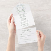 エレガントフローラクレストRSVP Entree Choice結婚の オールインワン招待状 (貼ってはがせる)