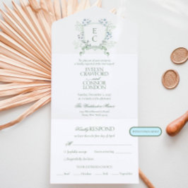 エレガントフローラクレストRSVP Entree Choice結婚の オールインワン招待状