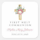 エレガントフローラクロスガール第一聖餐式 スクエアシール (正面)