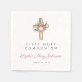 エレガントフローラクロスガール第一聖餐式 スタンダードカクテルナプキン (正面)