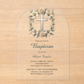 エレガントフローラクロス男女兼用バプテスマ アクリル招待状 (正面)
