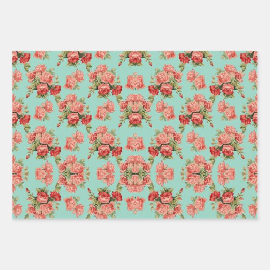 エレガントフローラグかわいらしリー水玉模様ストライプ ラッピングペーパーシート (正面2)